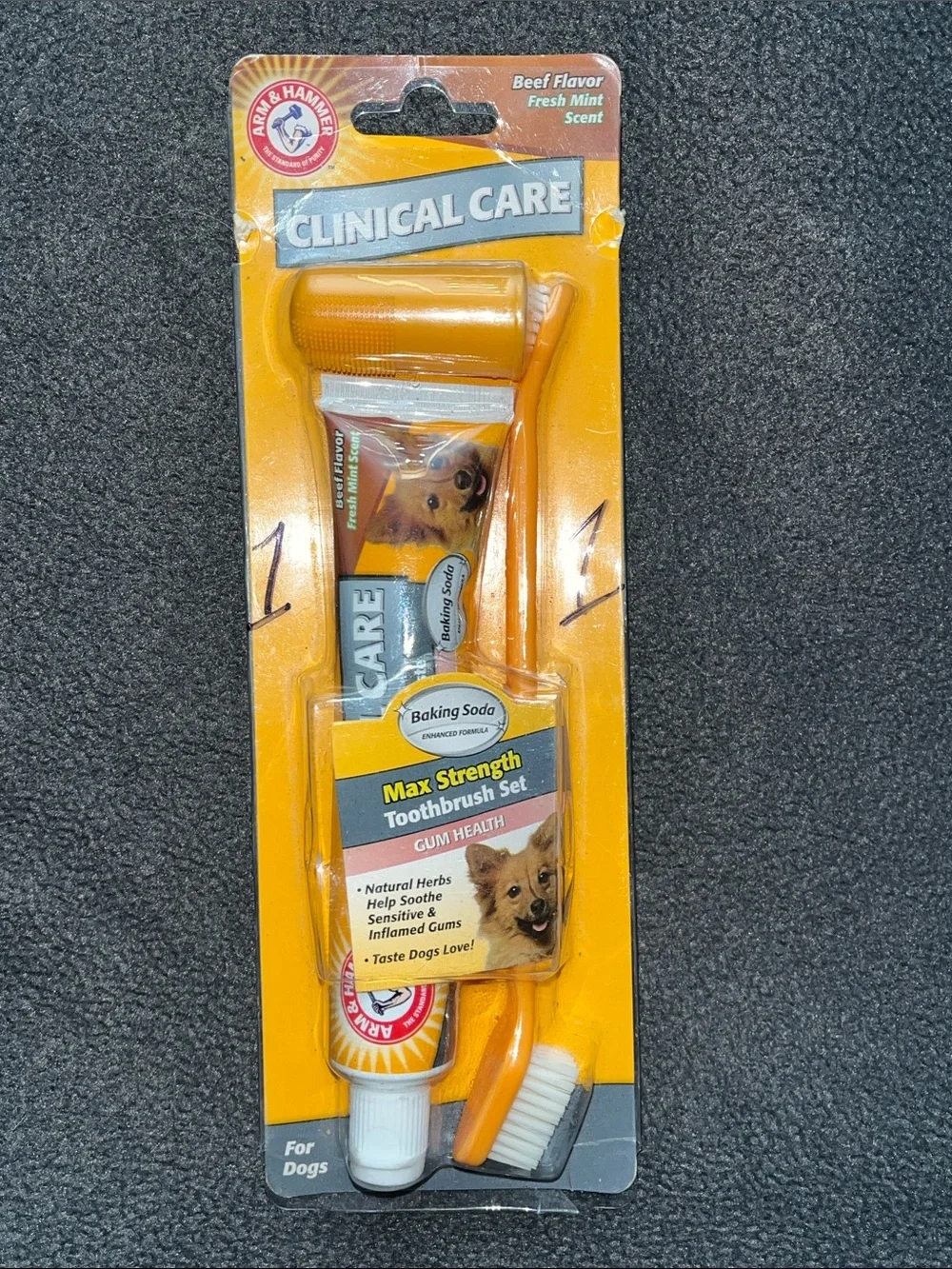 Clinical Care Max Strength Dog Toothbrush Set - Orange